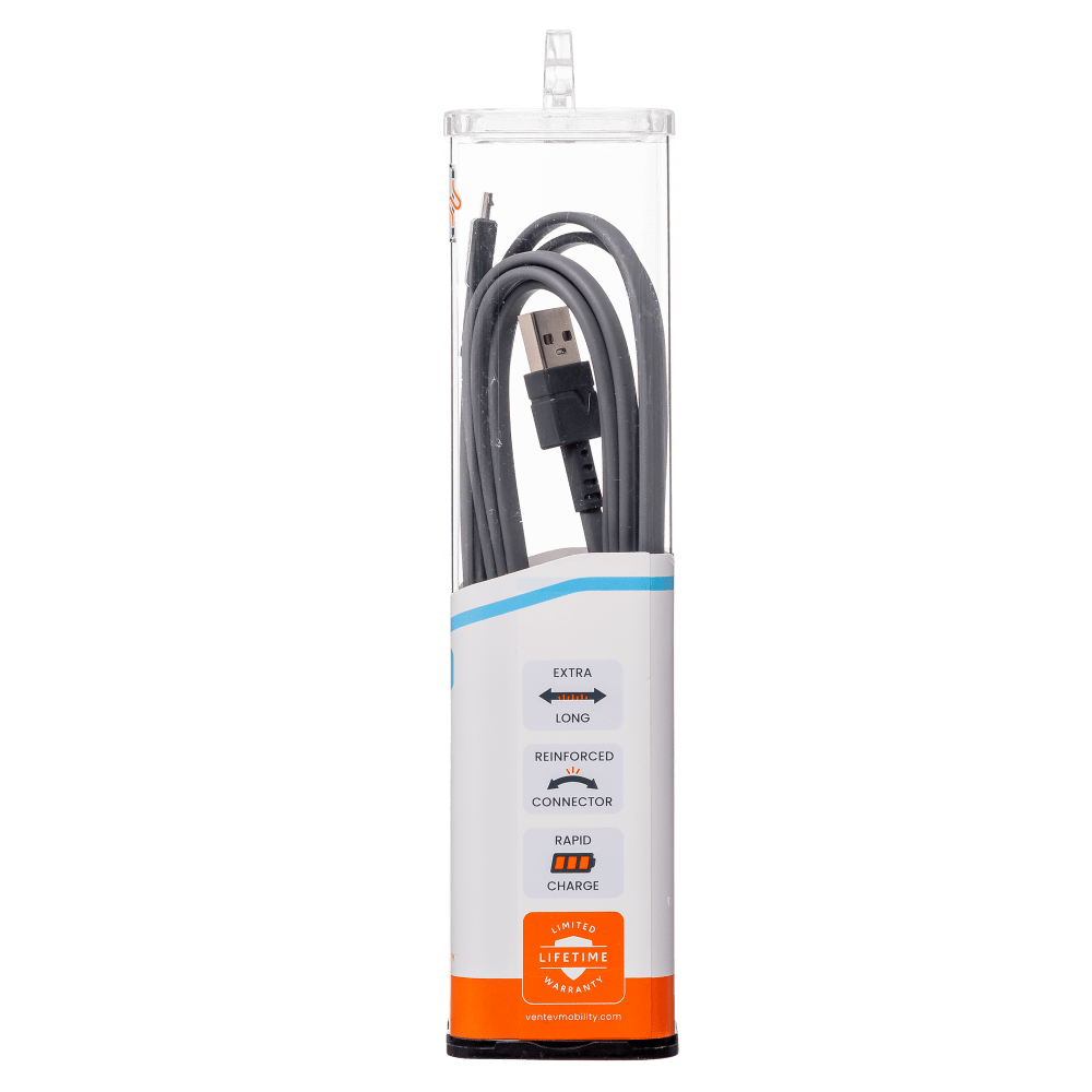 Ventev Chargesync Flat USB A to Micro Cable 6ft Gray by Ventev