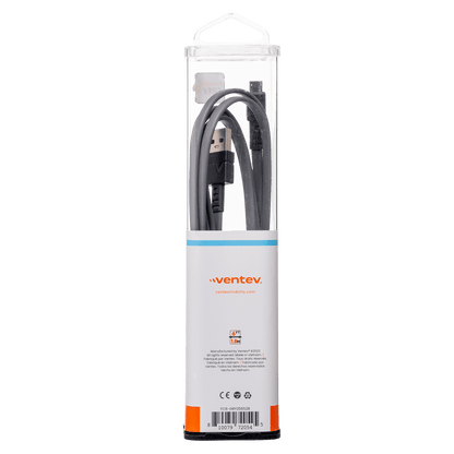 Ventev Chargesync Flat USB A to Micro Cable 6ft Gray by Ventev