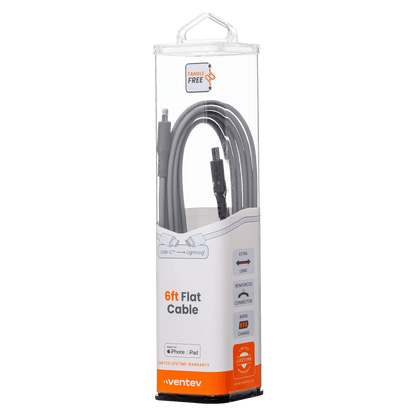Ventev Chargesync Flat USB C to Apple Lightning Cable 6ft by Ventev