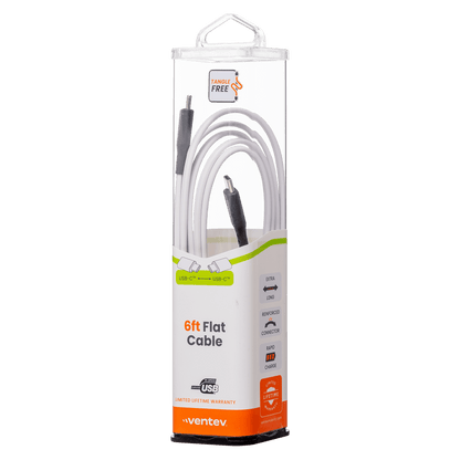 Ventev Chargesync Flat USB C to USB C Cable 6ft by Ventev