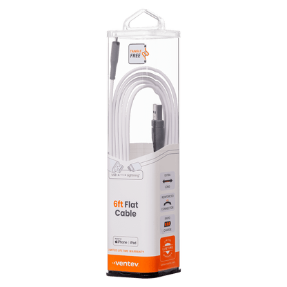 Ventev Chargesync Flat USB A to Apple Lightning Cable 6ft by Ventev