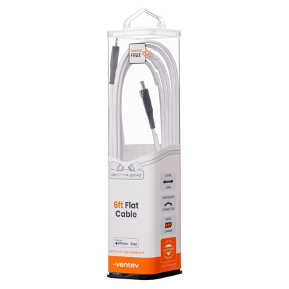 Ventev Chargesync Flat USB C to Apple Lightning Cable 6ft by Ventev