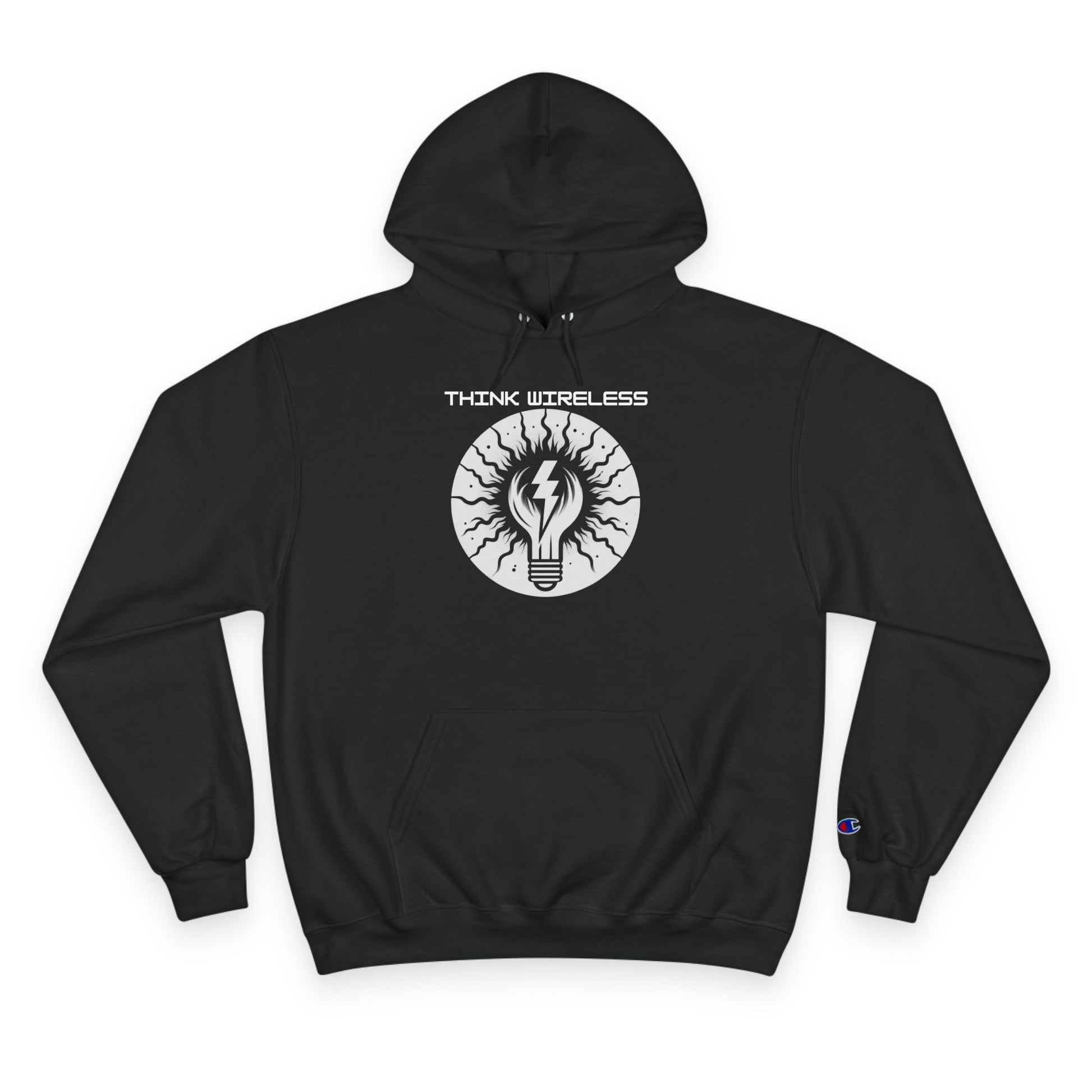 Front of "Think Wireless" ElectroStatic Innovations Hoodie
