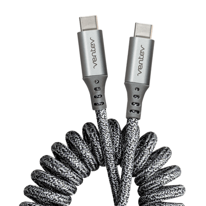 Ventev Helix USB C to USB C High Speed Travel Cable Gray by Ventev