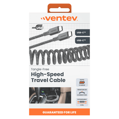 Ventev Helix USB C to USB C High Speed Travel Cable Gray by Ventev