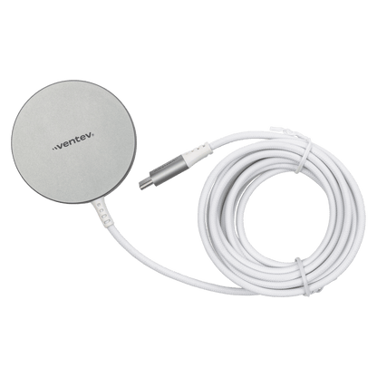 Ventev 15W ULTRAFAST Wireless Magnetic Charger with Extra-Long 10 Foot Alloy Cable Silver by Ventev