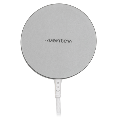 Ventev 15W ULTRAFAST Wireless Magnetic Charger with Extra-Long 10 Foot Alloy Cable Silver by Ventev