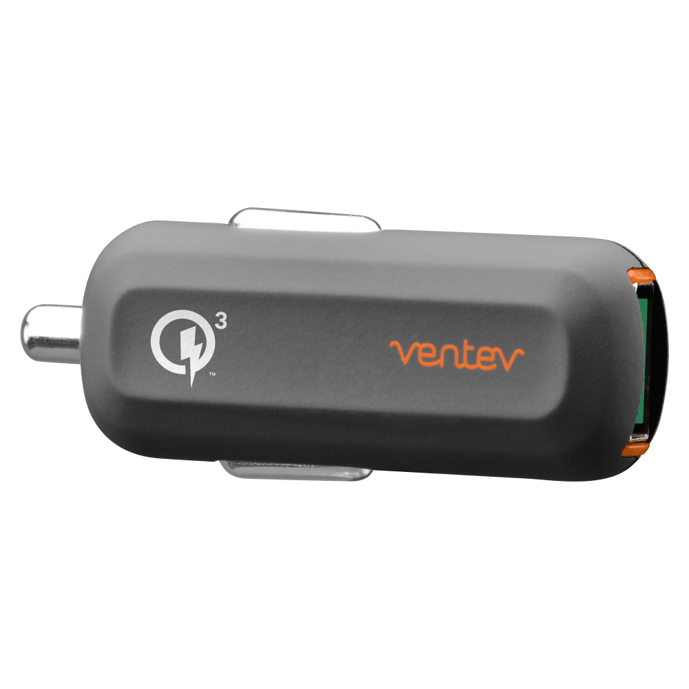 Ventev QC3.0 24W dashport rq1300 mini Car Charger and USB A to USB C Cable 3.3ft Gray by Ventev