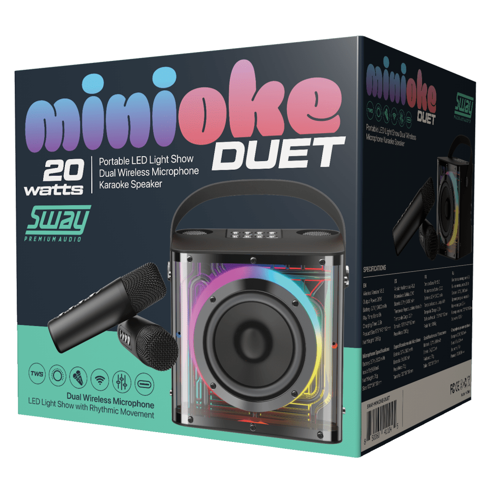 Sway Minioke DUET 20W Speaker with Dual Wireless Microphones Black by Sway