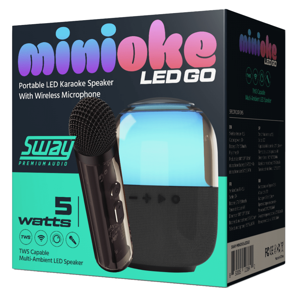 Sway Minioke LED Go Bluetooth Karaoke Speaker with Wireless Mic