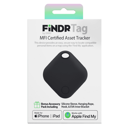 Sway FINDR Tracker Tab with Silcone Cover and Hook/Holder for Apple Devices Black by Sway - Electrostatic Innovations