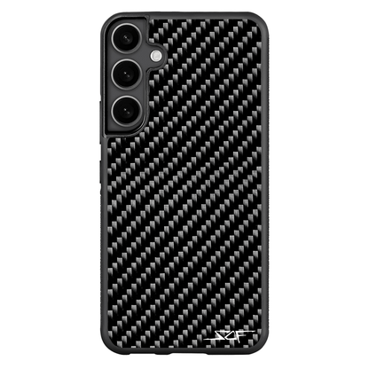 Slim carbon fiber case shown on Samsung Galaxy model