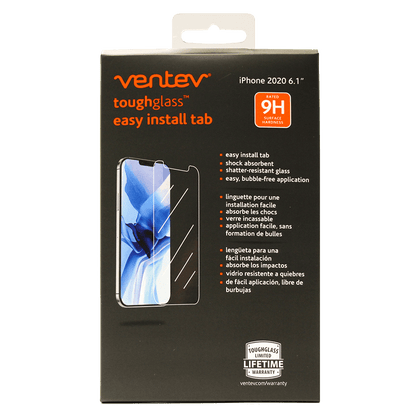Ventev toughglass easy install tab Tempered Glass Screen Protector for iPhone 12 / 12 Pro Clear by Ventev
