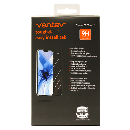 Ventev toughglass easy install tab Tempered Glass Screen Protector for iPhone 12 / 12 Pro Clear by Ventev