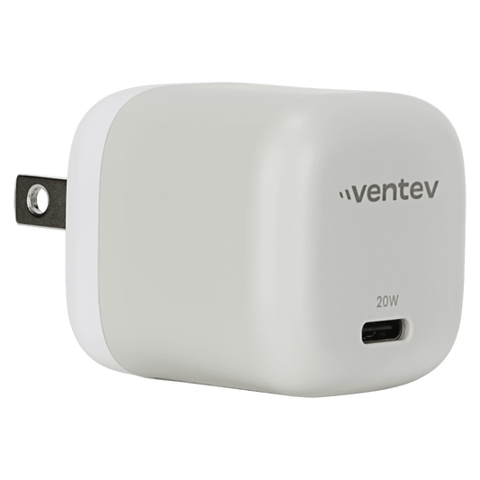 Ventev 20W PD USB C Mini Wall Charger and USB C to Apple Lightning Cable 3.3ft Gray, White by Ventev