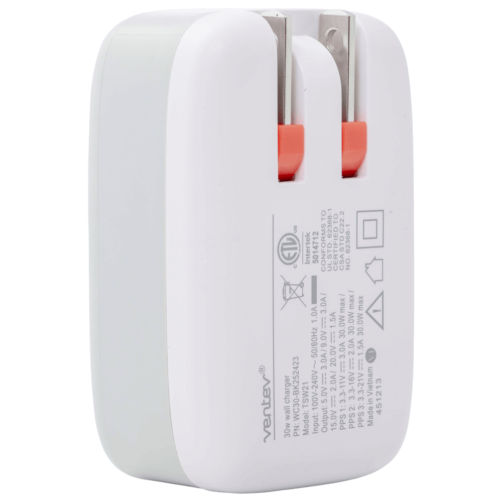 Ventev PD 30W USB-C Fast Wall Charge Back standing 