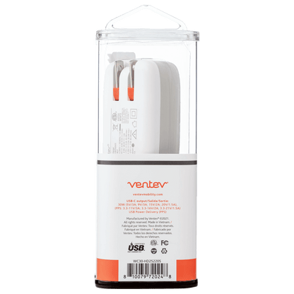 Ventev PD 30W USB-C Fast Wall Charge Packaging back