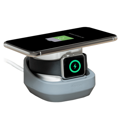 Ventev Wireless WatchDock Duo 10W Charging Pad & Apple Watch Charger - Gray/White